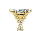 Yellow gold Marquise Cut Moissanite  Halo Twist Band Solitaire Prong Setting Ring_47