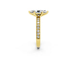Yellow gold Marquise Cut Moissanite Milgrain Pavé Engagement Ring with Four-Prong Setting_2