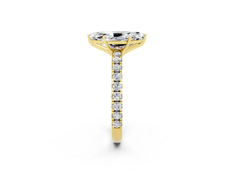 Yellow gold Marquise Cut Moissanite Pavé Solitaire Engagement Ring with Four-Prong Setting_14