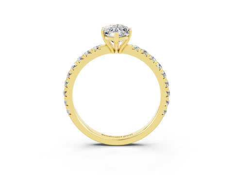 Yellow gold Marquise Cut Moissanite Pavé Solitaire Engagement Ring with Four-Prong Setting_15