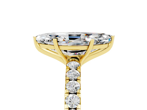 Yellow gold Marquise Cut Moissanite Pavé Solitaire Engagement Ring with Four-Prong Setting_17