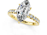 Yellow gold Marquise Cut Moissanite Pavé Solitaire Ring with Round Band and Prong Setting_25