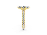 Yellow gold Marquise Cut Moissanite Pavé Solitaire Ring with Round Band and Prong Setting_26