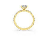 Yellow gold Marquise Cut Moissanite Pavé Solitaire Ring with Round Band and Prong Setting_27