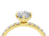 Yellow gold Marquise Cut Moissanite Pavé Solitaire Ring with Round Band and Prong Setting_28