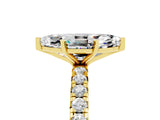 Yellow gold Marquise Cut Moissanite Pavé Solitaire Ring with Round Band and Prong Setting_29