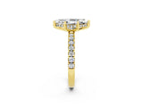 Yellow gold Marquise Cut Moissanite Pave Band Solitaire Ring with Four-Prong Setting_26