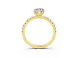 Yellow gold Marquise Cut Moissanite Pave Band Solitaire Ring with Four-Prong Setting_27