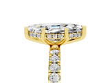 Yellow gold Marquise Cut Moissanite Pave Band Solitaire Ring with Four-Prong Setting_29