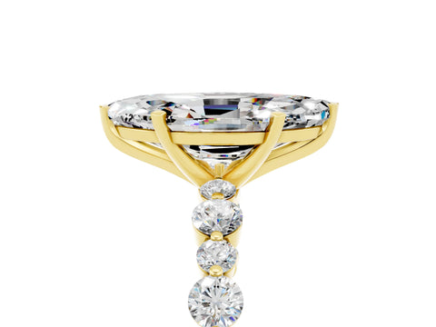 Yellow gold Marquise Cut Moissanite Prong Set Engagement Ring with Pavé Band_5