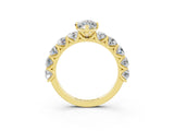 Yellow gold Marquise Cut Moissanite Prong Setting with Side Stones on a Pave Band_3