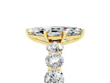 Yellow gold Marquise Cut Moissanite Prong Setting with Side Stones on a Pave Band_5