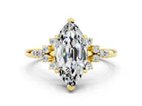 Yellow gold Marquise Cut Moissanite Ring with Side Stones and Four-Prong Setting_36