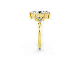Yellow gold Marquise Cut Moissanite Ring with Side Stones and Four-Prong Setting_38
