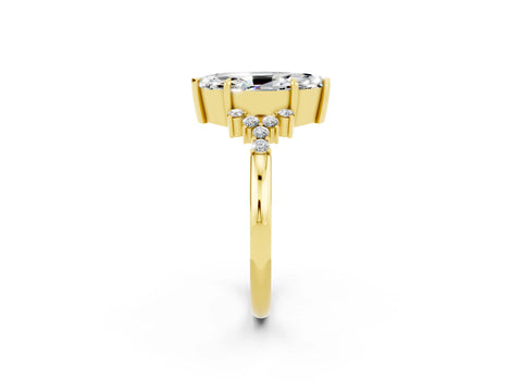 Yellow gold Marquise Cut Moissanite Ring with Side Stones and Four-Prong Setting_38