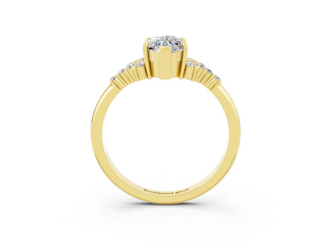 Yellow gold Marquise Cut Moissanite Ring with Side Stones and Four-Prong Setting_39