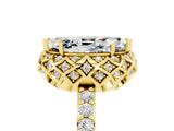 Yellow gold Marquise Cut Moissanite Scalloped Halo Engagement Ring with Round Shared Prong Band_17