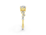 Yellow gold Marquise Cut Moissanite Scattered Round Accent Ring with Prong Setting_14
