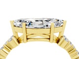 Yellow gold Marquise Cut Moissanite Scattered Round Accent Ring with Prong Setting_16