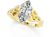 Yellow gold Marquise Cut Moissanite Solitaire Celtic Knot Ring with Four-Prong Setting_13