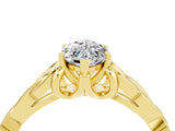 Yellow gold Marquise Cut Moissanite Solitaire Celtic Knot Ring with Four-Prong Setting_16