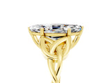 Yellow gold Marquise Cut Moissanite Solitaire Celtic Knot Ring with Four-Prong Setting_17