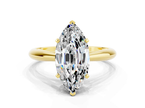 Yellow gold Marquise Cut Moissanite Solitaire Engagement Ring with Cathedral Setting and Four-Prong Mount_12