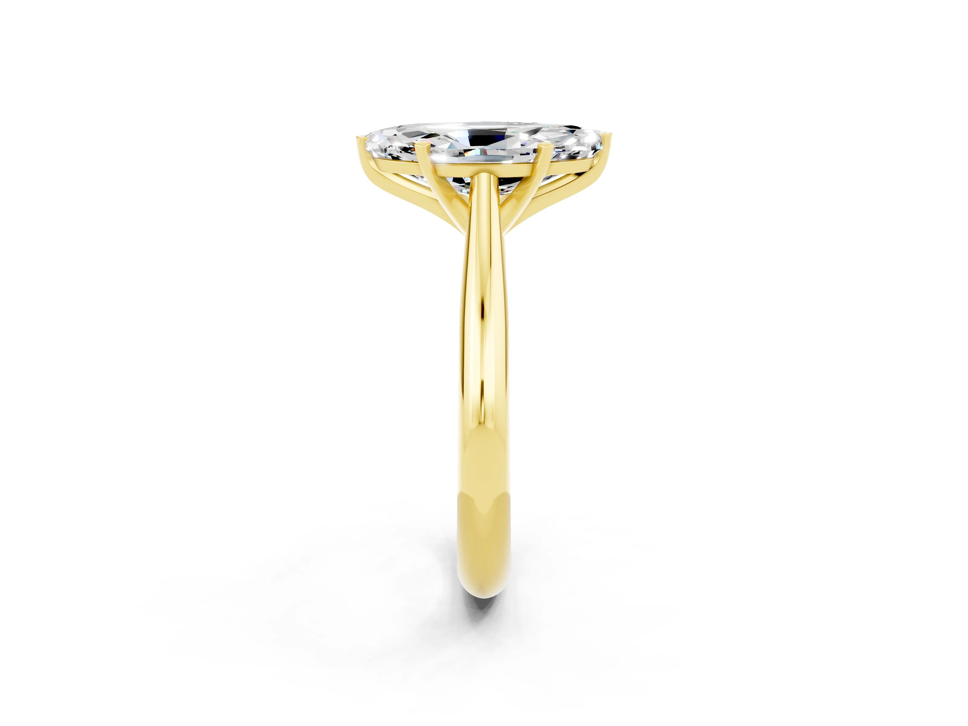 Yellow gold Marquise Cut Moissanite Solitaire Engagement Ring with Cathedral Setting and Four-Prong Mount_14