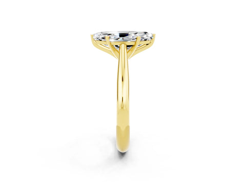 Yellow gold Marquise Cut Moissanite Solitaire Engagement Ring with Cathedral Setting and Four-Prong Mount_14