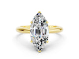 Yellow gold Marquise Cut Moissanite Solitaire Engagement Ring with Cathedral Setting and Four-Prong Mount_24