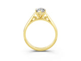 Yellow gold Marquise Cut Moissanite Solitaire Engagement Ring with Cathedral Setting and Four-Prong Mount_27