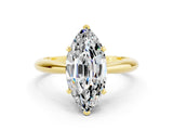 Yellow gold Marquise Cut Moissanite Solitaire Engagement Ring with Cathedral Setting and Four-Prong Mount_30