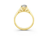 Yellow gold Marquise Cut Moissanite Solitaire Engagement Ring with Cathedral Setting and Four-Prong Mount_33