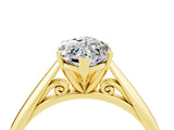 Yellow gold Marquise Cut Moissanite Solitaire Engagement Ring with Cathedral Setting and Four-Prong Mount_76