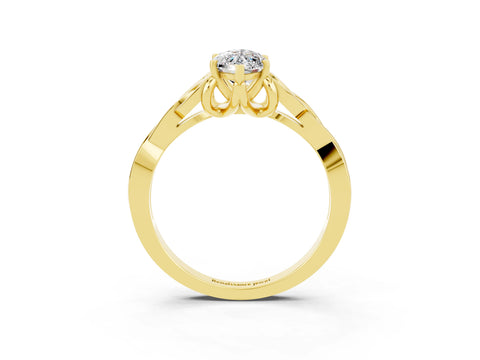 Yellow gold Marquise Cut Moissanite Solitaire Engagement Ring with Celtic Knot Band and Four-Prong Setting_3