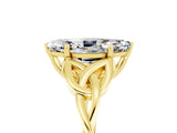 Yellow gold Marquise Cut Moissanite Solitaire Engagement Ring with Celtic Knot Band and Four-Prong Setting_5