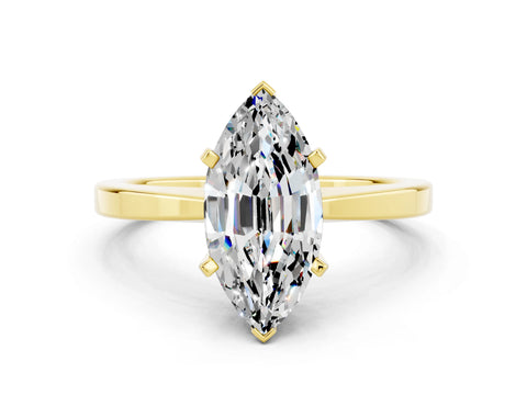 Yellow gold Marquise Cut Moissanite Solitaire Engagement Ring with Classic Band and Four-Prong Setting_24
