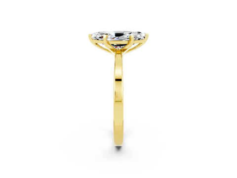 Yellow gold Marquise Cut Moissanite Solitaire Engagement Ring with Classic Band and Four-Prong Setting_26