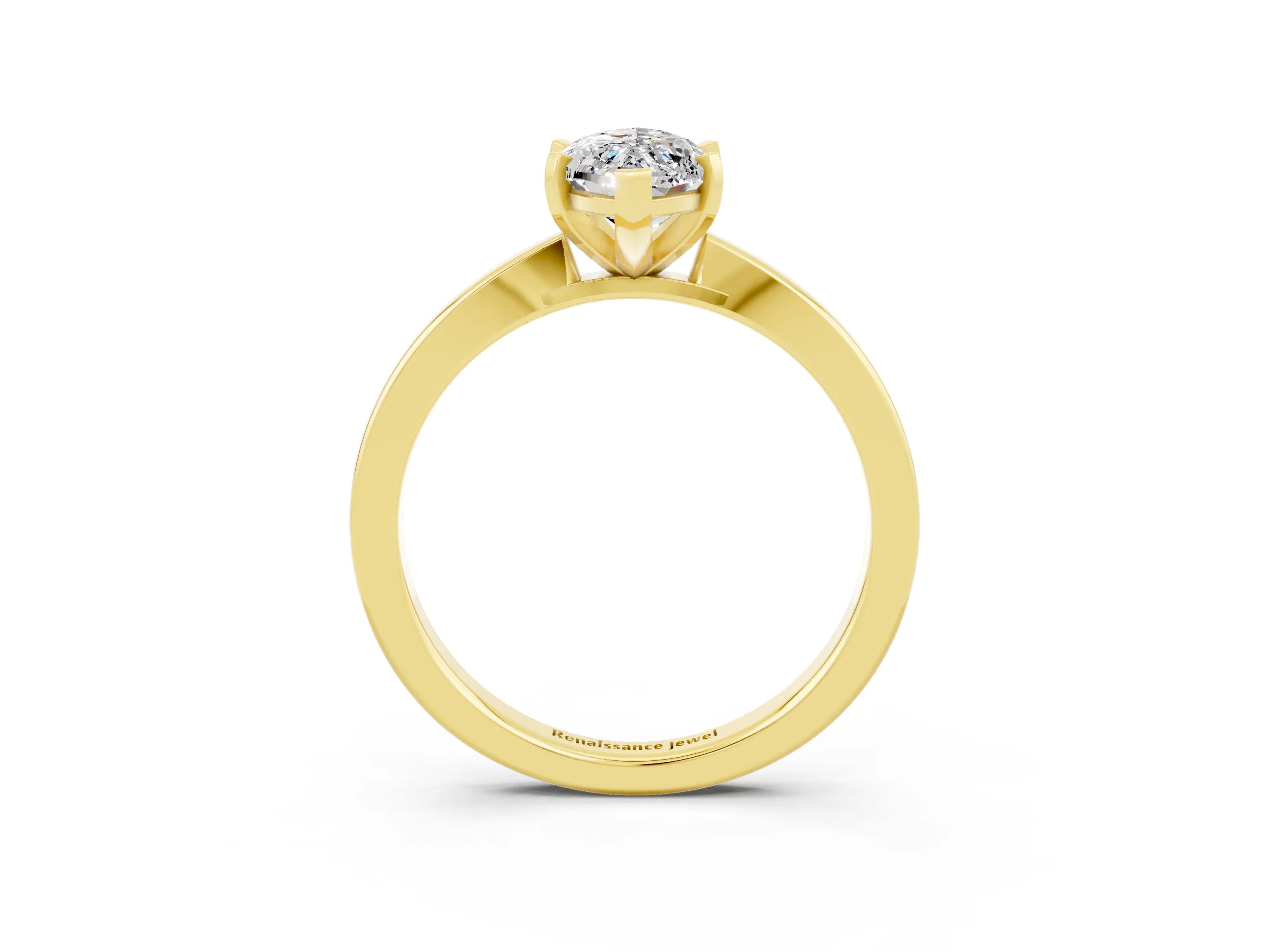 Yellow gold Marquise Cut Moissanite Solitaire Engagement Ring with Classic Band and Four-Prong Setting_27