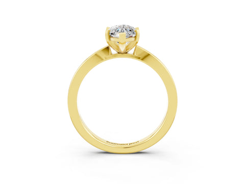 Yellow gold Marquise Cut Moissanite Solitaire Engagement Ring with Classic Band and Four-Prong Setting_27