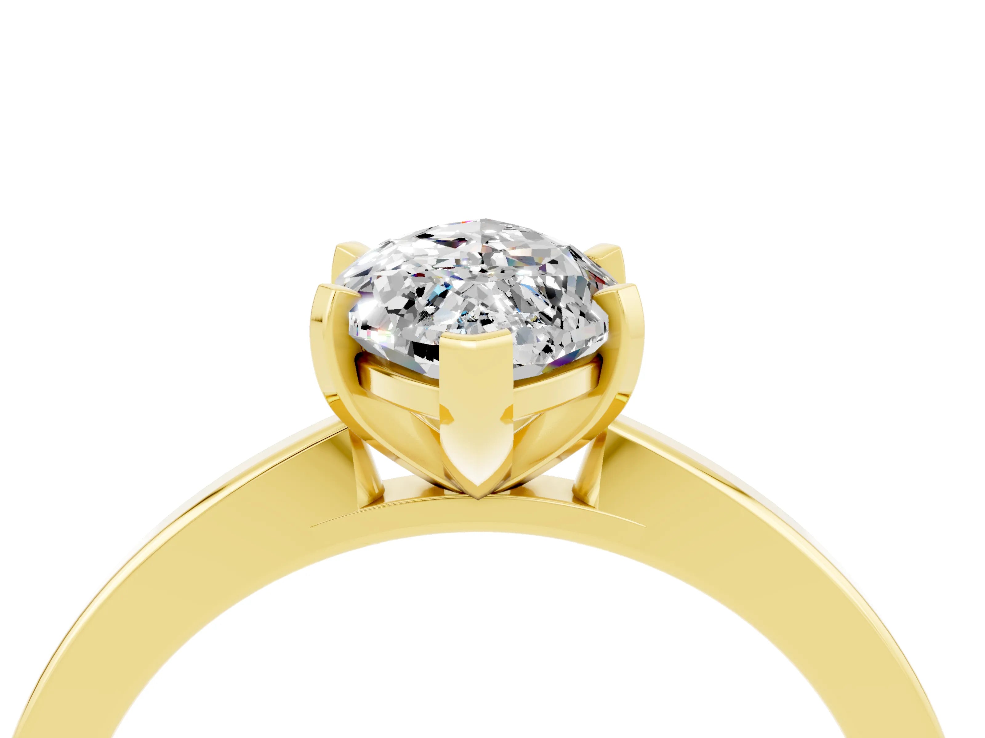 Yellow gold Marquise Cut Moissanite Solitaire Engagement Ring with Classic Band and Four-Prong Setting_28