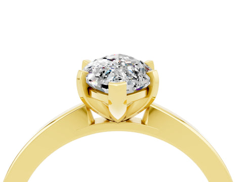 Yellow gold Marquise Cut Moissanite Solitaire Engagement Ring with Classic Band and Four-Prong Setting_28