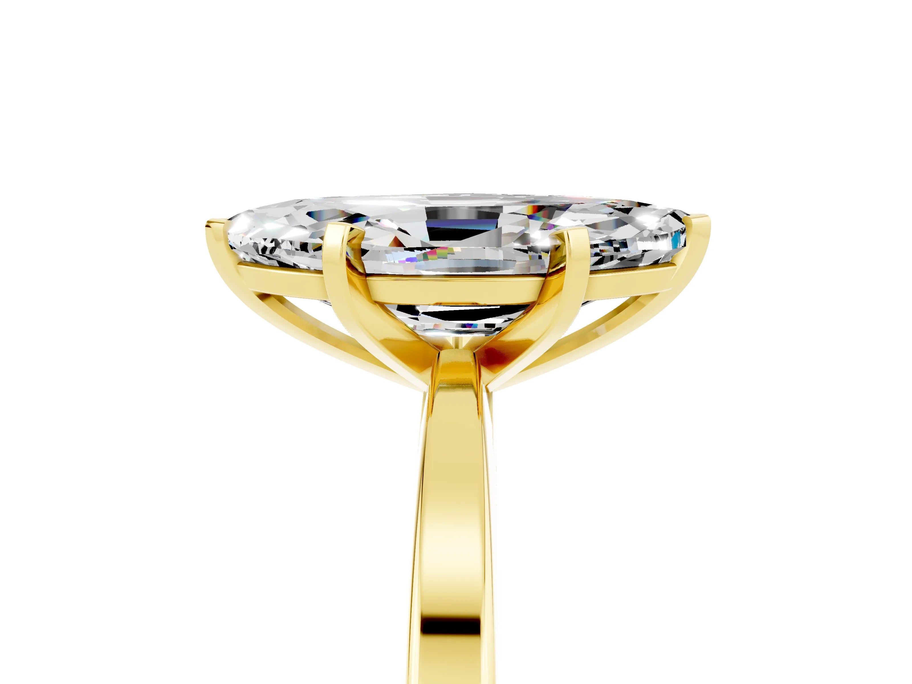 Yellow gold Marquise Cut Moissanite Solitaire Engagement Ring with Classic Band and Four-Prong Setting_29