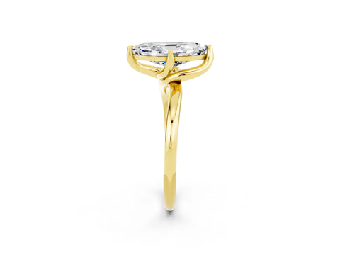 Yellow gold Marquise Cut Moissanite Solitaire Engagement Ring with Four-Prong Setting and Classic Band_14