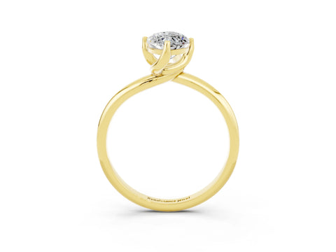 Yellow gold Marquise Cut Moissanite Solitaire Engagement Ring with Four-Prong Setting and Classic Band_15