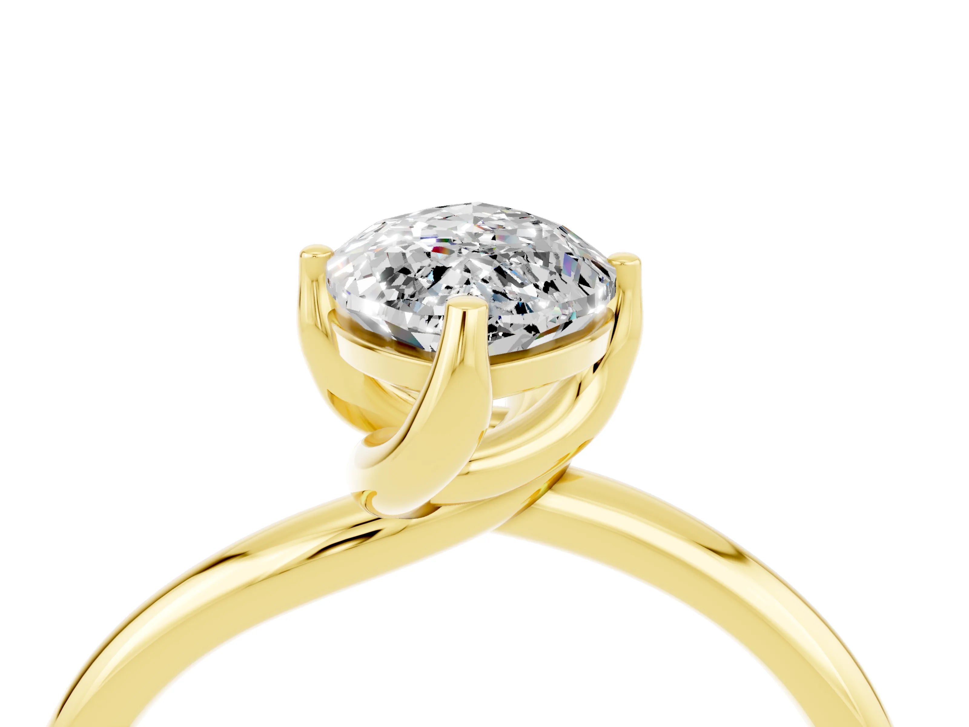 Yellow gold Marquise Cut Moissanite Solitaire Engagement Ring with Four-Prong Setting and Classic Band_16