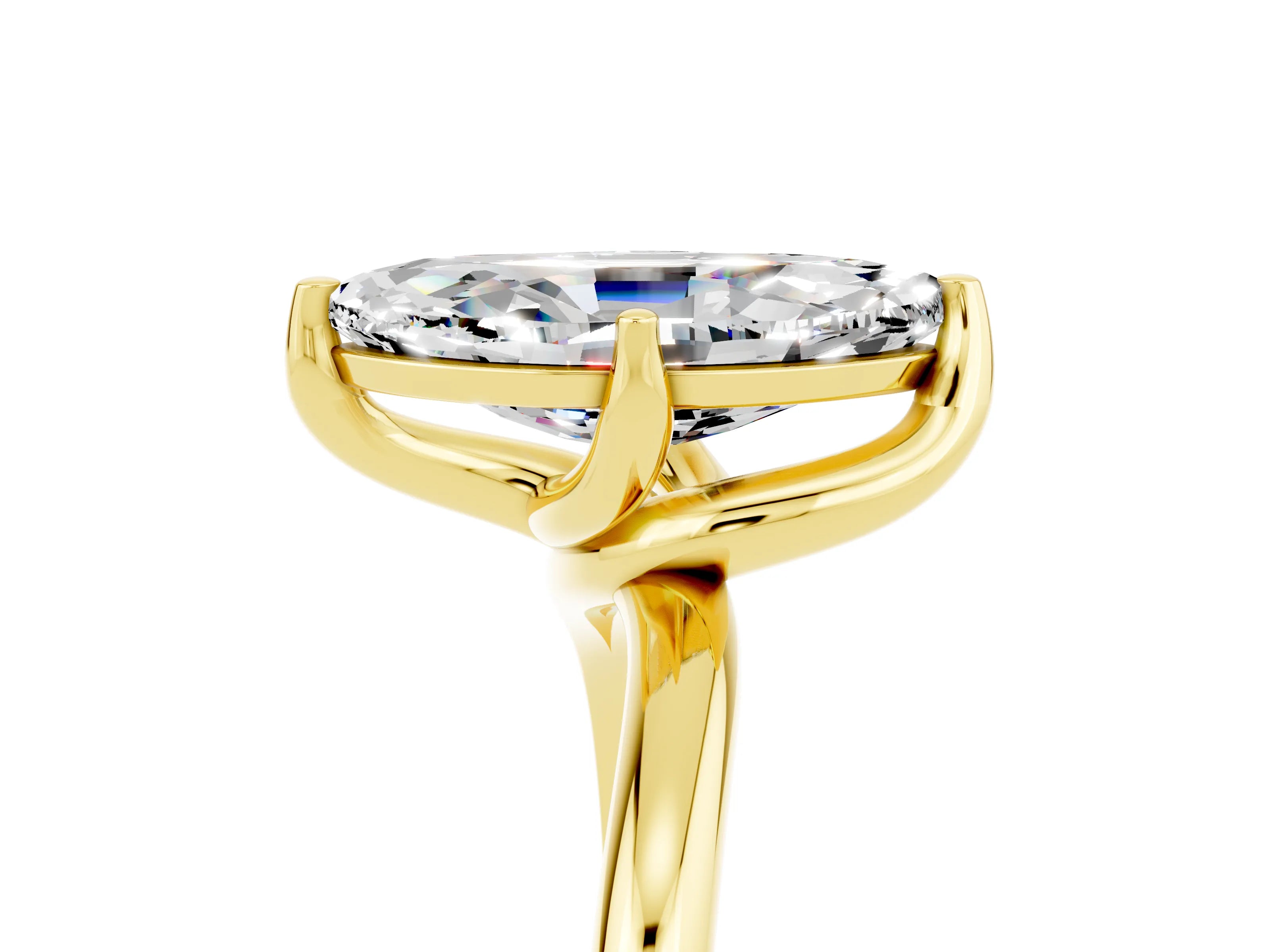 Yellow gold Marquise Cut Moissanite Solitaire Engagement Ring with Four-Prong Setting and Classic Band_17