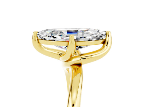 Yellow gold Marquise Cut Moissanite Solitaire Engagement Ring with Four-Prong Setting and Classic Band_17