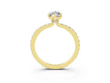 Yellow gold Marquise Cut Moissanite Solitaire Engagement Ring with Pavé Band and Four-Prong Setting_3