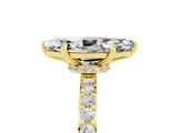 Yellow gold Marquise Cut Moissanite Solitaire Engagement Ring with Pavé Band and Four-Prong Setting_5